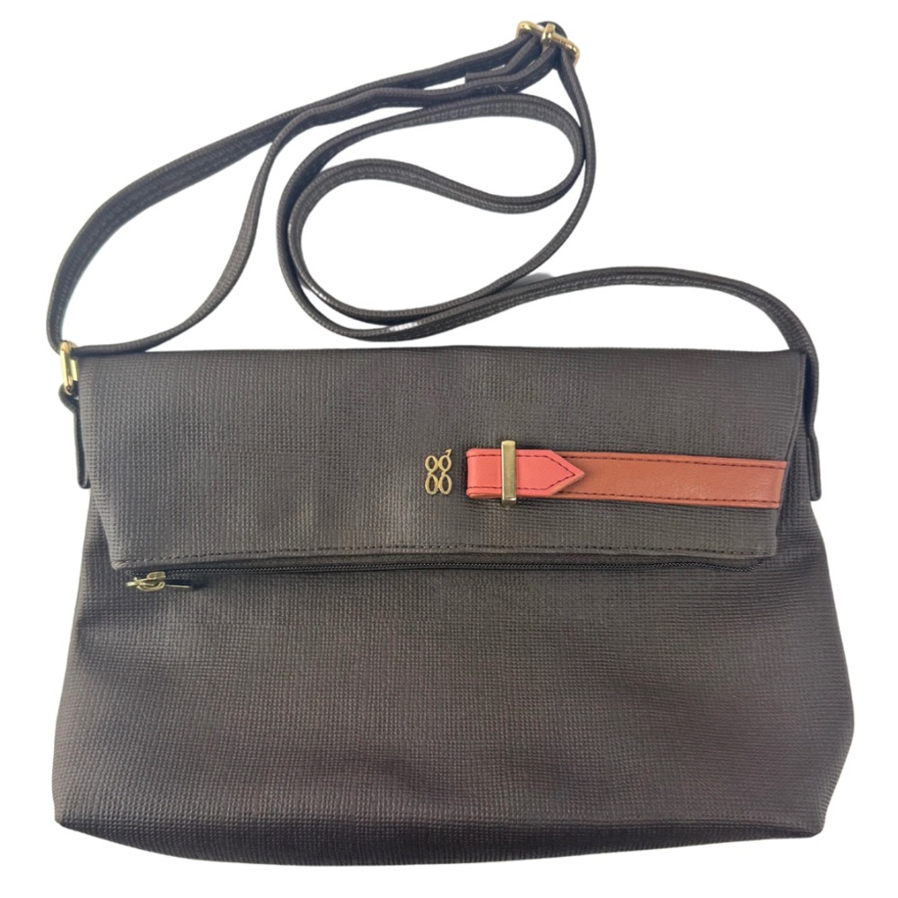 Baggit‎ Dark Brown Crossbody Bag with Adjustable Strap and Red Pink Gold Accents